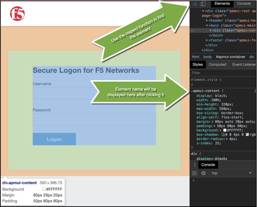 Adjust the APM logon page