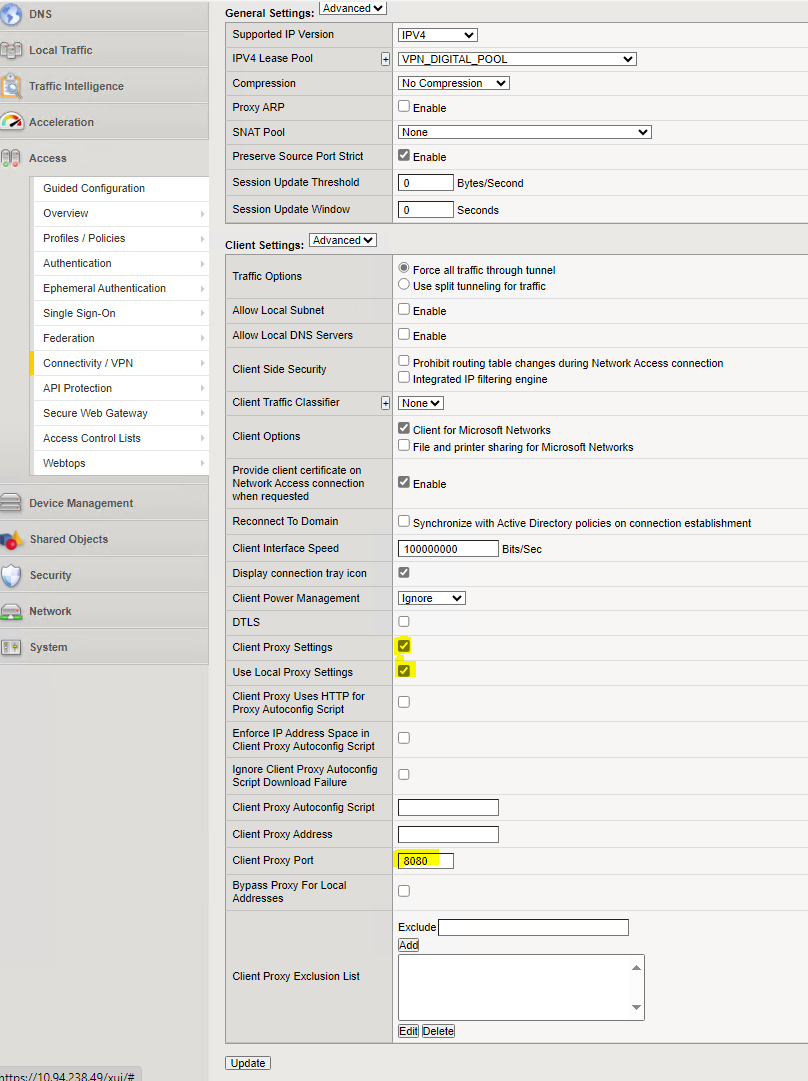 APM Network Access - IOS Clients may take Proxy Port Number even when ...