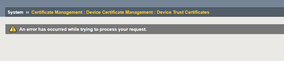 "An error has occurred while trying to process your request" whlie ...