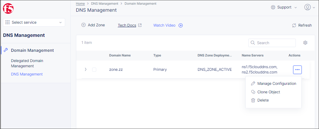 How to view the details for a DNS zone