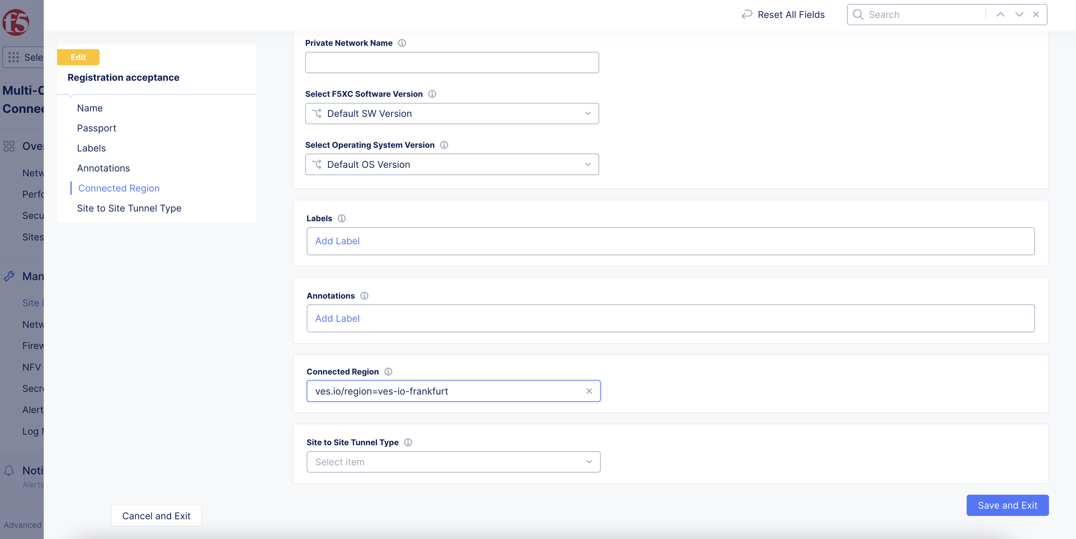 How to select a specific region during site registration