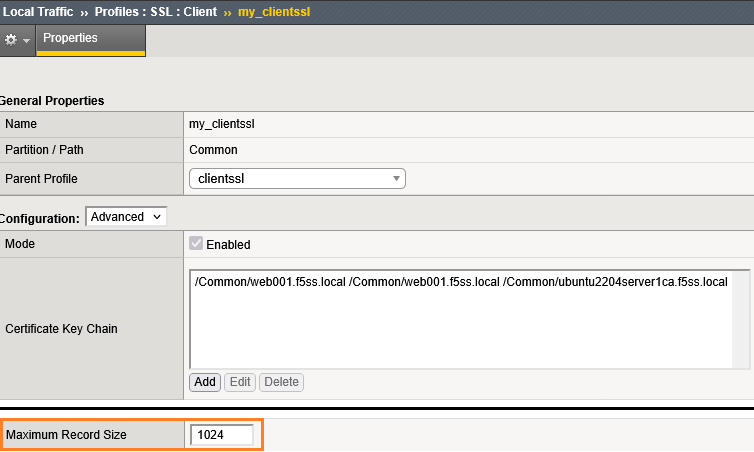 Does BIG-IP support RFC 8449 Record Size Limit TLS extension