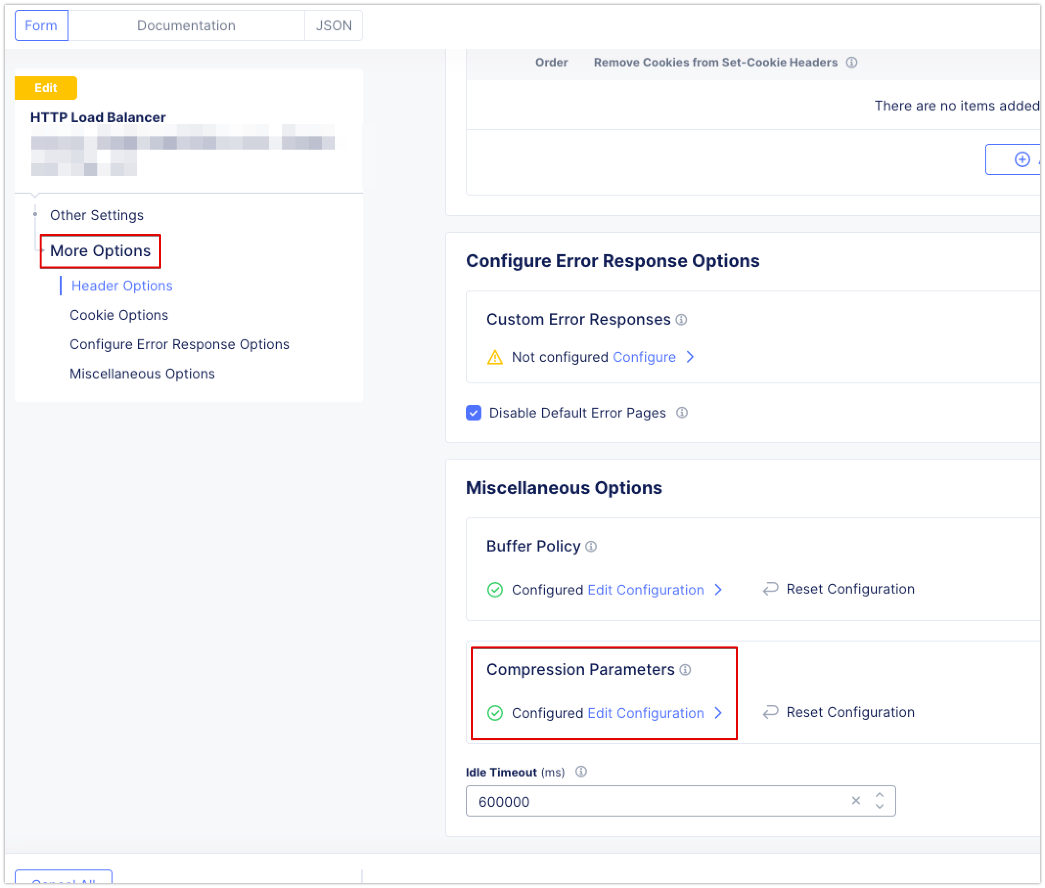 How to enable and configure response compression on XC HTTP LBs