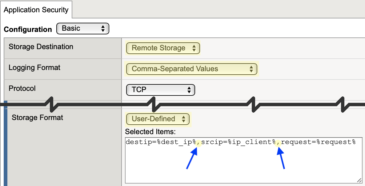 ASM Remote Logging Profile Not Sending User-Defined Storage Format
