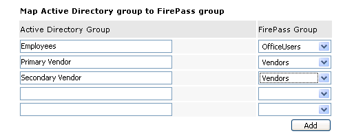 Configuring Active Directory dynamic group mapping in FirePass (6.x - 7.x)