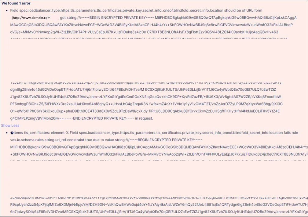 Issue: Invalid TLS certificate and/or Private key: tls: failed to parse ...