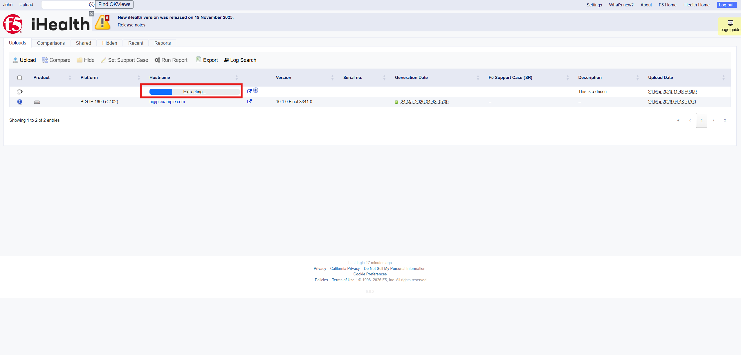 Using iHealth to diagnose BIG-IP systems from a qkview